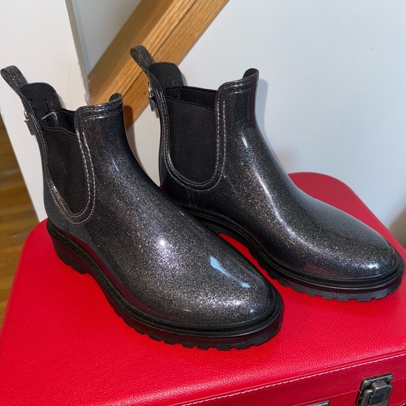 Michael Kors Tipton Glitter Chelsea Rain Boots Size US7 Like New - Picture 1 of 7